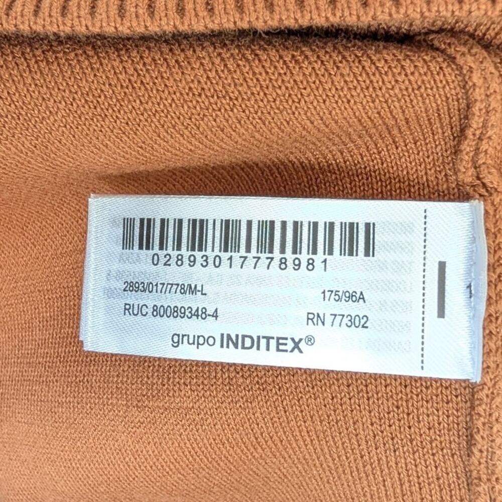 Zara 2893/017/778 Plain Knit Oversized Polo Sweater Womens M-L Brown Cognac - Picture 5 of 9
